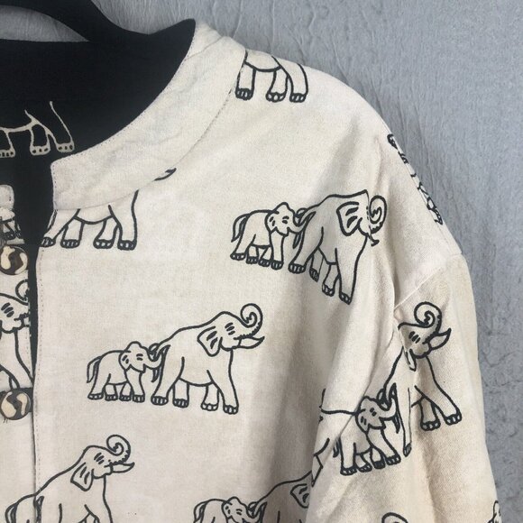 Black White Elephant Mom Baby Jacket Womens Extra Large Reversible Artsy - Picture 14 of 16